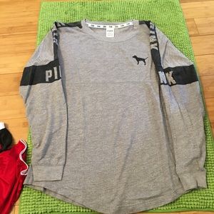 Pink lightweight sweatshirt gray w/ black size med